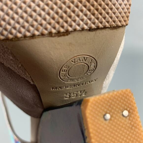 DRIES VAN NOTEN Size 5.5 Iridescent Grey Suede Platform Pumps - Picture 7 of 8